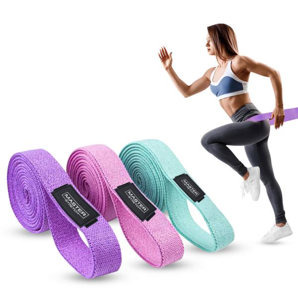 Master Stretch 8cm Fabric Resistance Bands – 3 Pack Exercise & Stretch Set