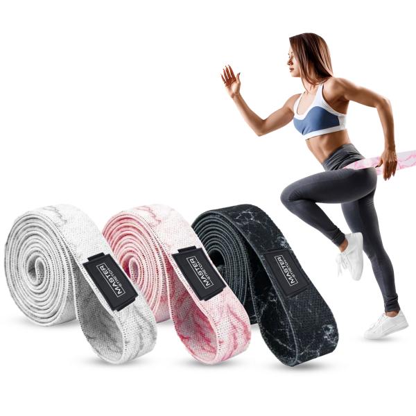 Master Stretch 8cm Sublimated Fabric Resistance Bands – 3 Pack Training Set (Design Variant)