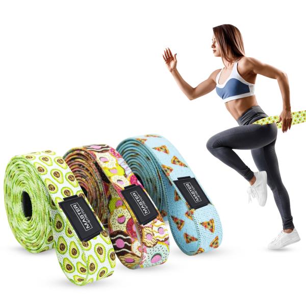 Master Stretch 8cm Sublimated Fabric Resistance Bands – 3 Pack Premium Training Set