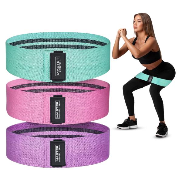 Master Stretch 3cm Fabric Resistance Bands – 3 Pack Mobility & Rehab Set