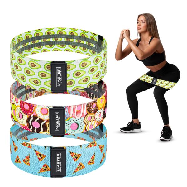 Master Stretch 3cm Sublimated Fabric Resistance Bands – 3 Pack Mobility & Rehab Set